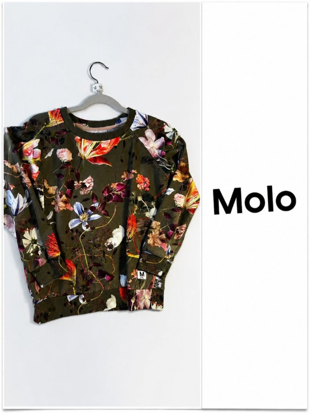 Molo Floral Print Sweatshirt – Olive Green Multicolour – Size 152 / Approx. 11–1